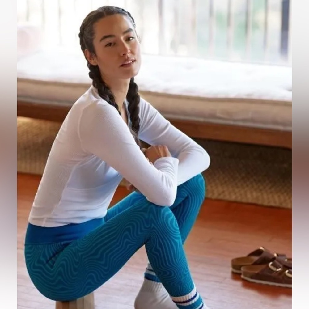 Free People Free Throw Jacquard Leggings Wave Rider Swirl Nwt